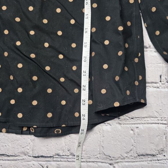 Chicos Black Gold Polka Dots No Iron 100% Cotton Blouse Size 00P (Size 0/2P) - Picture 11 of 12